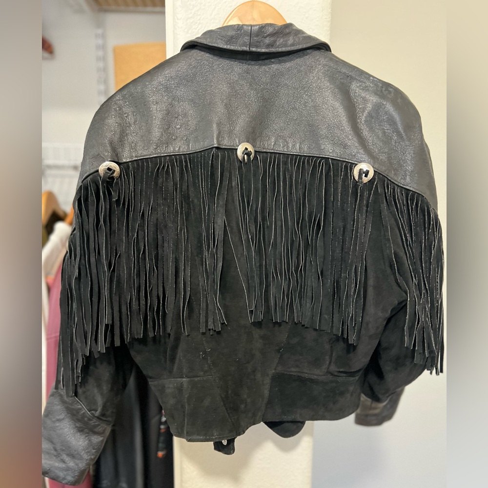 OUTERWEAR BY PHOENIX Western Leather Jacket with Shoulder Pads